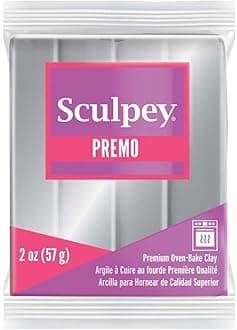 Sculpey Premo™ Polymer Oven-Bake Clay, Silver, Non Toxic, 2 oz. bar, Great for jewelry making, holiday, DIY, mixed media and home décor projects. Premium clay perfect for clayers and artists.