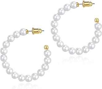 Pearl Hoop Earrings for Women Fashion Dangle Hypoallergenic Layer Earrings Drop Dangle Earrings Gifts for Women