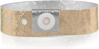 Wristco 100 Gold Holographic Plastic Wristbands for Events – Extended Wear, Glowing Color Prevents Reuse – Premium-Grade Bracelets for Hospital & Medical ID, Party & VIP Identification