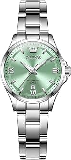 OLEVS Women's Quartz Watch, Cute, Lightweight, Stainless Steel, Waterproof, Luminous, Gift Watch for Women (Blue), green, Bracelet Type