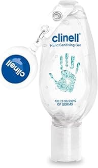 Clinell Hand Sanitiser Gel with Retractable Clip - 50 ml - Dermatologically Tested, Kills 99.99% of Germs, Moisturising, Quick Action, Kind to Skin, No Stickiness