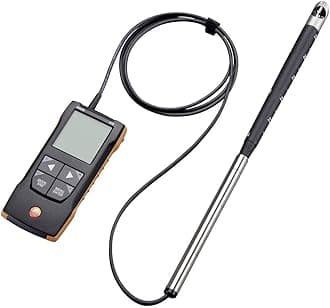 Testo 416 Anemometer with Telescopic Probe – Handheld 0.63-inch Airflow Meter for Air Velocity and Volume Flow Calculation in Ventilation Ducts – CFM Meter HVAC 0.6 to 7874 fpm with App Compatibility