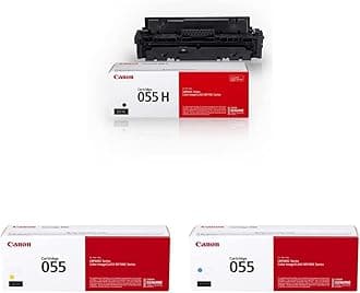 Canon Genuine 055 Black & Yellow Toner, 3013C001 & Cyan Cartridge, 3015C001