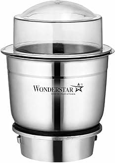 Wonder Star mixer grinder chutney jars (various sizes)||for long-wayy, activa, sumeet, orient, bajaj gx models, preeti, prestige mixer|alloy base|4 teeth couplers (chutney jar 400ml) 500 Watt, Silver