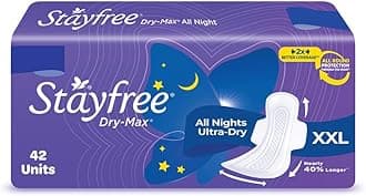 Dry Max All Night XL Dry Cover Sanitary Pads For Women With Wings, 42 pieces