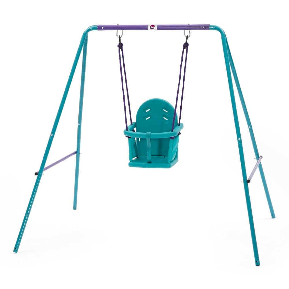 Plum 2 in 1 Growable Garden Swing Set with 2 Interchangeable Swing Seats Included for Safe Outdoor Active Play for Babies and Children, Adaptable Robust Steel Frame to Grow with Your Child