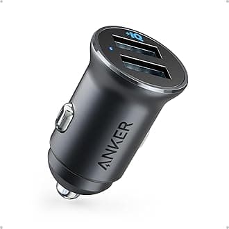 Anker 320 Car Charger (24W II), Mini Aluminum Alloy Dual USB with Blue LED for iPhone16 15 14 13 12 Series, iPad Pro/Air 2/Mini, Galaxy and More - Not Compatible with Quick Charge (Black)