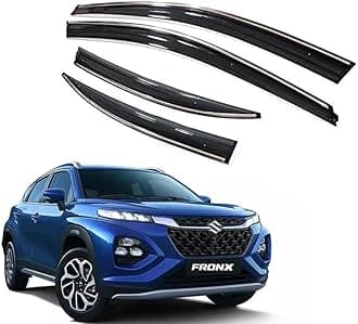 Chromeline Silverline Door Rain Visor Wind Deflector Compatible for Maruti Fronx Set of 4 Pieces
