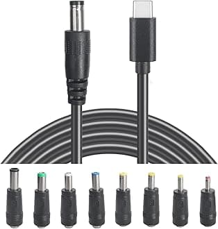 USB C to DC 5.5mm x 2.1mm Power Cable Cord, USB C Input to DC 12V Out Charging Cable, Work with PD Charger and PD Power Bank, Output DC 12V 3A MAX 36W