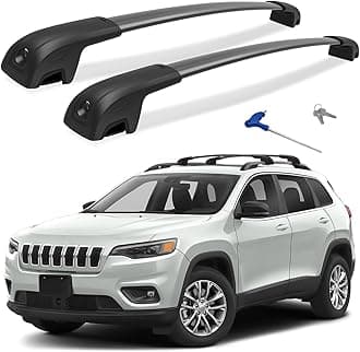 Lockable Roof Rack Cross Bars Compatible with Jeep Cherokee 2014-2023, Aluminum Car Cross Bar for Rooftop Cargo Carrier Bag Basket Luggage Kayak Canoe Bike Snowboard Skiboard (Not for JGC)
