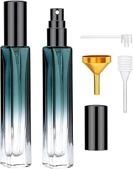 Segbeauty Atomizer Sprayer Set - 2pcs 10ML Refillable Mini Glass Perfume Spray Bottles with Funnel and Pipette, Portable Travel Cologne Sprayer Gradient Green