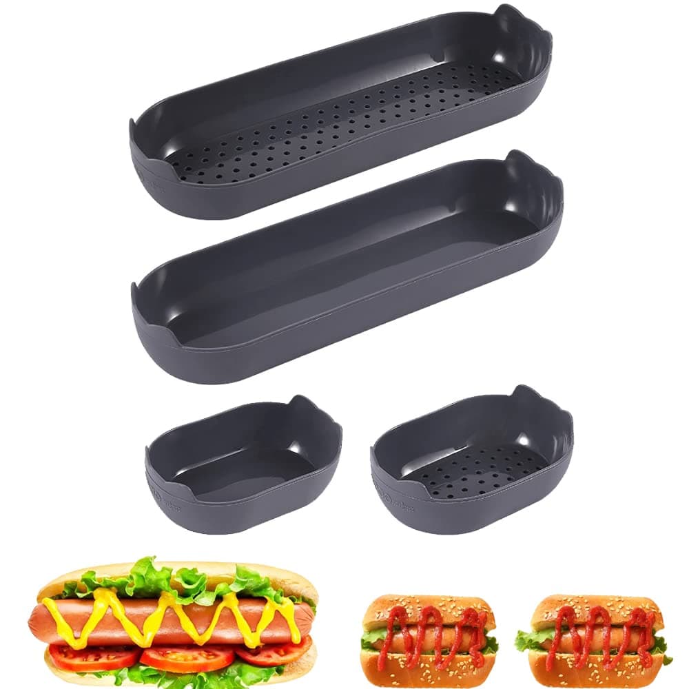 4 Pack Silicone Bread Loaf Pan, Nonstick Bread Baking Pan & Heat Resistant Hot Dog Bun Pan, Bread Pans for Homemade Bread, Bread Mold for Baking Hot Dog Bun, Sourdough Bread, Hoagie Roll