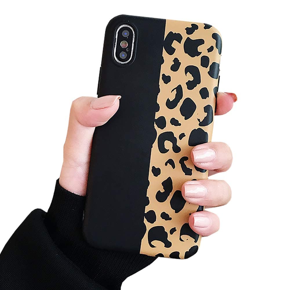 YonMeet Leopard Case for iPhone 7 Plus 8 Plus Classic Luxury Fashion Protective Flexible Soft Rubber Gel Back Cover Shell Casing (Black Brown, iPhone 7Plus/8Plus)