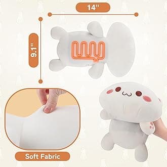 Electric Heating Pad for Period Cramps, Cuddly Soft 14" White Cat Plush with a Hot Soft Belly USB Powered, Heating Pad Neck Shoulder Pain Relief, Gift for Women Daughter Wife