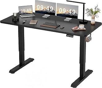 Furmax Electric Height Adjustable Standing Desk Large 63 x 24 Inches Sit Stand up Desk Home Office Computer Desk Memory Preset with T-Shaped Metal Bracket, Black