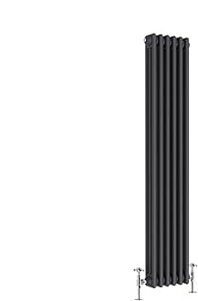 Warmehaus - Traditional Cast Iron Style Anthracite Triple Column Vertical Radiator 1500 x 290mm - Perfect for Bathrooms, Kitchen, Living Room