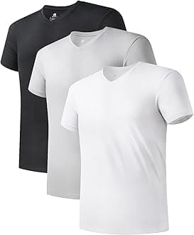 DAVID ARCHY Men's Undershirt Bamboo TShirts Moisture-Wicking Heather Tees for Men Fit Classic Top Shorts 3-Pack