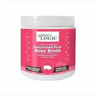 Nature's Logic Dehydrated Bone Broth Powder - 100% Natural Dog & Cat Topper - Rich in Glucosamine & Chondroitin - Boosts Immune System - Gluten-Free, No Synthetic Ingredients – Pork, 6oz