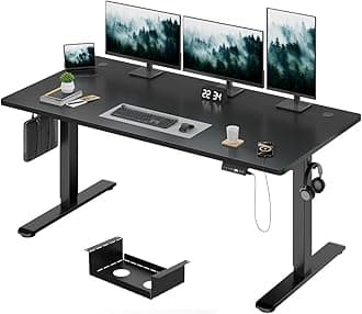 Electric Standing Desk 160x80cm, 18mm Thick Tabletop, Sit-Stand Height Adjustable with Sedentary Reminder, USB Charging Port, 3 Memory Smart Panel, Heavy-Duty Steel Frame (Black)