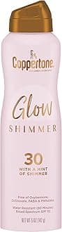 Coppertone Glow with Shimmer Sunscreen Spray SPF 30, Water Resistant Spray Sunscreen, Broad Spectrum SPF 30 Sunscreen Spray, 5 Oz Spray