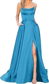 JOFOW Prom Dresses Ladies Long Women Elegant Backless Long DressesCrisn Satin Spaghetti Party Prom Womens Gowns Formal