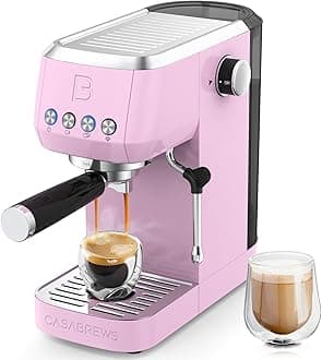CASABREWS 3700 Essential Espresso Machine 20 Bar, Stainless Steel Coffee Machine with Steam Frother for Home, Compact Espresso Maker with 49oz Water Tank, Pastel Pink