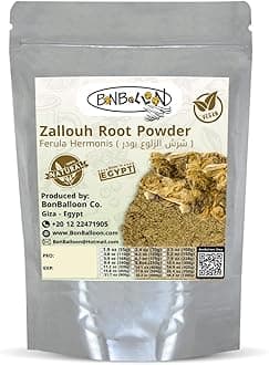 Zallouh Root Powder Dried Sharsh El Zaloua Herb Egyptian Ferula Hermonis (1 Pack = 4.41 oz / 125 gm) Al Zaloua Natural Zalloua Herbal Middle East Egypt Arab No Preservatives No Gmo Kosher Nature Halal شرش الزلوع مطحون