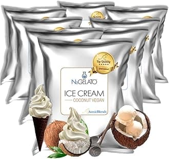 AussieBlends Coconut Vegan Ice Cream Mix For Soft Serve Ice Cream, Gelato, Rolled Ice Cream, Liquid Nitrogen Ice Cream Base & More, Plant-Based, 8-Pack, Imported