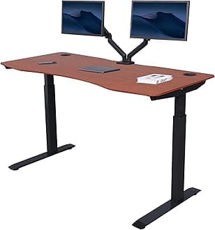 ApexDesk Elite Pro Series 60" x 27" Electric Height Adjustable Stand up Desk, Sit Stand Home Office Desk, Computer Desk - Curved Bamboo