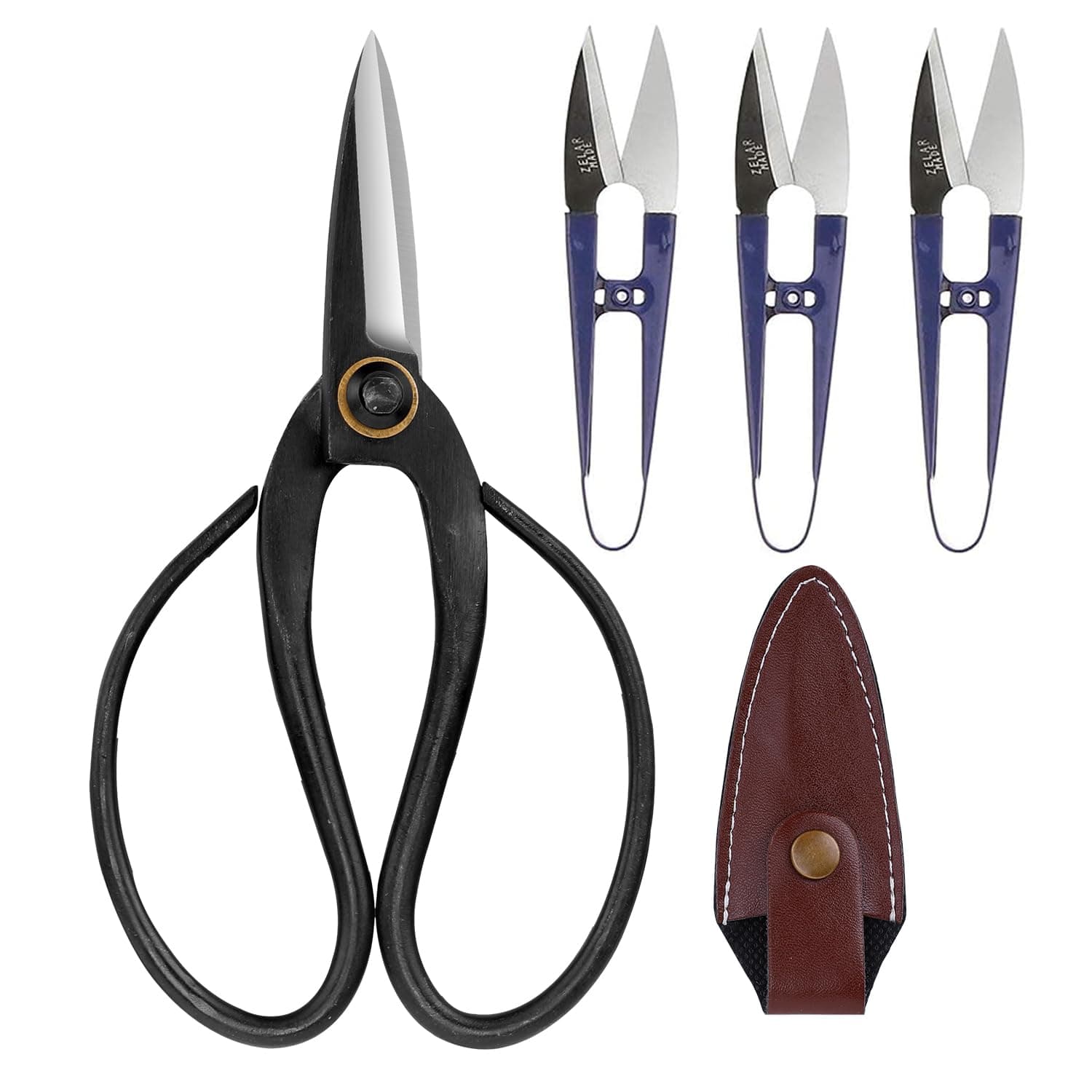 Bonsai Pruning Scissors Set-Include 7" Black Bonsai Shear and 4" Mini Bonsai Pruning Scissors for Trimming Buds,Leaves & Small Branches