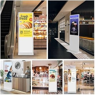 YCKJNB 65 inch Indoor Digital Signage 4K LCD Screen IPS Floor Standing Digital Kiosks Interactive Displays with WiFi HDMI/USB Input Auto AD Player, Android OS White
