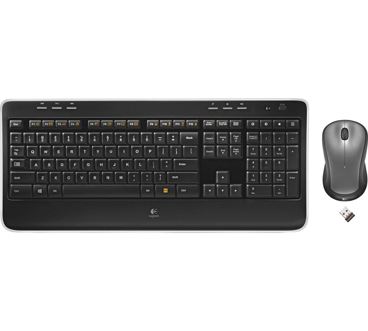 Logitech MK520 Wireless Keyboard and Mouse Combo for Windows, 2.4 GHz Wireless with Unifying USB-Receiver, Wireless Mouse, 6 Multimedia Keys, 3-Year Battery Life, PC/Laptop, QWERTY UK Layout - Black