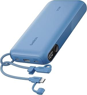 Portable Charger, USB-C Power Bank 20,000mAh w/ 2X USB-C Ports & 1x A Port, Digital Battery Display, 20W Charging - iPhone 17, Air, Pro, Samsung Galaxy S25, Pixel 10, iPad, & More - Blue