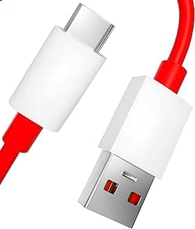 Oneplus USB A to Type C Charging Mobile Data Cable for Oneplus 12/12R/11/11R/10 Pro/10R/10T/9/9R/9Rt/8/8T/7/6/Nord 3/Ce 4/Ce3/Ce 3 Lite/2T/Ce 2/Ce2 Lite 5G/Open Support Warp/Dash/SuperVooc 80W, Red