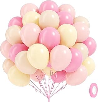 60pcs Pink and Yellow Balloons 12inch, with Sand White Latex Balloons for Anniversary Wedding Baby Shower Birthday Party Decorations