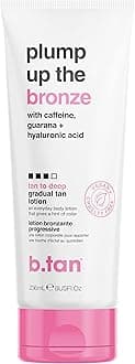 b.tan Dark Gradual Self Tanning Lotion | Plump Up the Bronze Everyday Glow Lotion - Develop a Bronzed Glow, Sunless Tanner Infused With Hyaluronic Acid, No Fake Tan Smell 8 Fl Oz