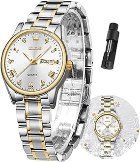 Women Watch Silver and Gold Round Waterproof Stainless Stretch Band Watch for Women Luxury Jewelry Dress Analog Quartz Womens Watches with Light Up Face Classic Original Elegant Ladies Watch