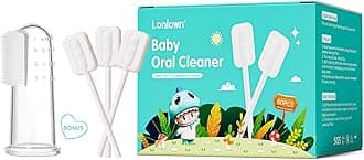 60PCS Baby Tongue Cleaner Gauze Infant Oral Cleaner Newborn Mouth Cleaning Stick Toddler Toothbrush for Mouth Gum Clean Stick Dental Care for 0-36 Month Baby+1 Finger Brush