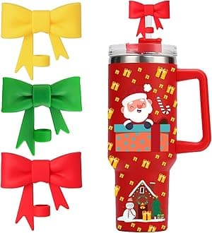 Valentine's Bow Straw Cover Topper for Stanley Cup,Silicone Straws Toppers for Tumbler with Handle 40oz,Cute 10mm/0.4in Covers Cap, Reusable Lids for Stanleys Cups Accessories,3Pcs