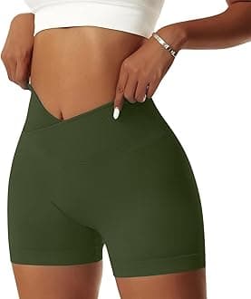 Vertvie Women's Workout Gym Shorts Booty V Cross Spandex Yoga Biker Shorts Scrunch Butt High Waisted Athletic Leggings