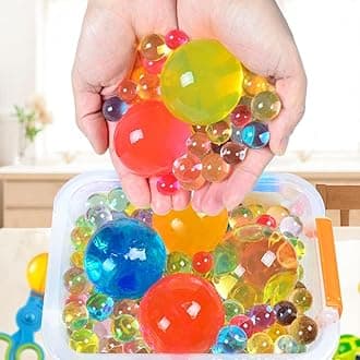 Non-Toxic Water Gel Beads 500 Pcs Giant & 50,000 Pcs Small Kit, Rainbow Mix Water Gel Beads Growing Balls for Vases Filler, Wedding and Home Decoration