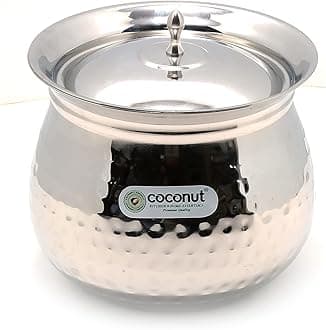 Coconut Stainless Steel - Cookware/Gaze Hammered Handi with Lid-1 Unit - Capacity - 850 ML