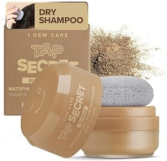 I DEW CARE Biotin Clarifying Dry Shampoo - Tap Secret Blonde | Strengthening & Volumizing, Powder Type, Refillable, Travel size, Non-aerosol, Brunette, Korean Ginseng, Cute Stuff, 0.26 Oz