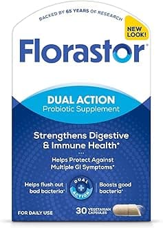 Florastor Probiotics for Digestive and Immune Health, 30 Capsules, Probiotics for Women & Men, Helps Flush Out Bad Bacteria, Boosts The Good with Our Unique Strain Saccharomyces Boulardii