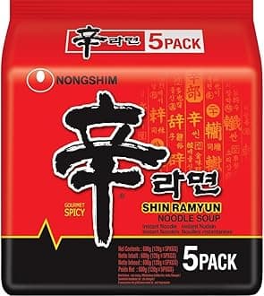 Shin Ramyun Korean Style Spicy Noodle Soup Instant Noodles, 21.16 oz ℮ 600 g