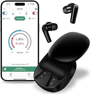 HitreesHearing Aids for Seniors, 64-Channel WDRC Hearing Aid Rechargeable with Noise Cancellation for Hearing Loss, OTC Hearing Aids Smart Fitting for Adults with Bluetooth, Dual Microphone Black
