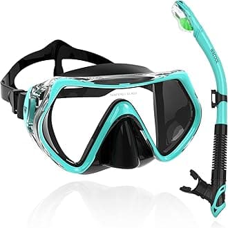 WACOOL Professional Snorkeling, Snorkeling, Diving and Diving Package Set with Anti-Fog Coated Glass Purge Valve and Splash Guard Silicone Mouthpiece for Men and Women