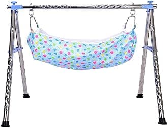 A TO Z HUB Boy's and Girl's Portable Folding ghodiyu with Free Cotton Cloth. (Regular Folding Round Pipe (Blue))