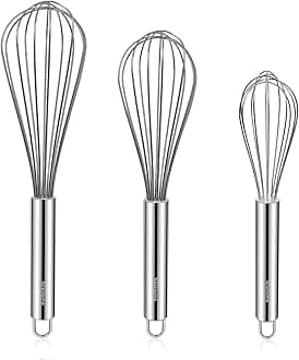 NileHome Stainless Steel Whisk Set 8" 10" 12" Kitchen Whisk Balloon Whisk Kitchen Wisk Wire Whisks for Cooking, Whisking, Blending, Beating, Stirring-3 Pack…