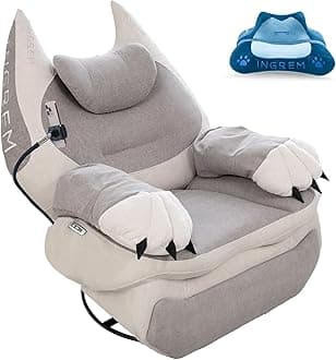 Smart Recliner with Adjustable Settings, Voice-Activated Home Theater Gaming Seat Rocker, Electric Lounge Chair Featuring USB Port ，Phone Holder and Cat Claw Armrest (Grayish White)